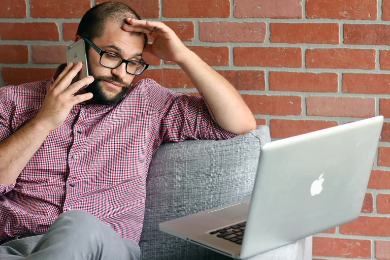 Man stressed with business